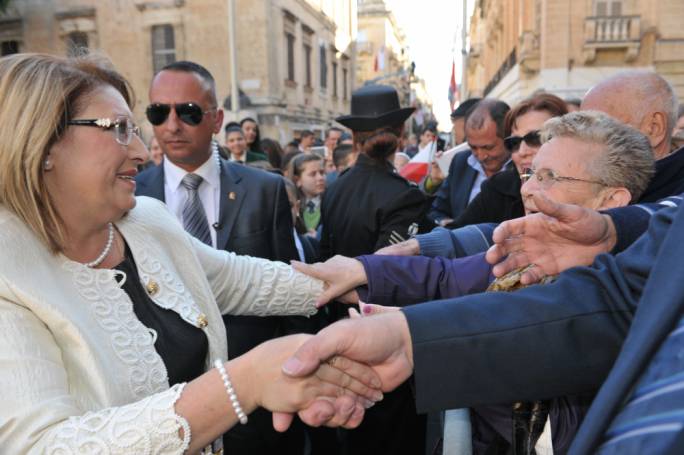 With the people: President of the Republic Marie Louise Coleiro Preca is however portrayed as being ‘close to the business’